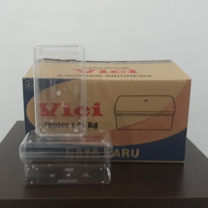 Makanan-Toples- Toples Kue Kering Plastik Vici/Persegi Panjang - 350 Gr -Toples-Makanan.