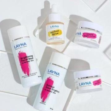 Layna Skincare Paket Brightening Glowing - Cream Pemutih Wajah GLOWING BPOM Aman Bumil & Busui