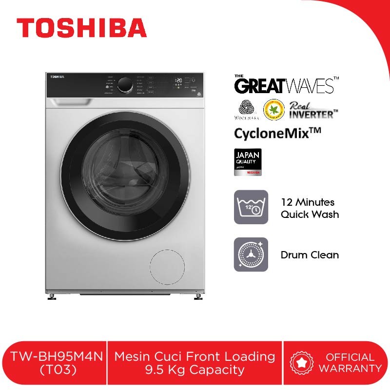 TOSHIBA Mesin Cuci Front Loading 9.5kg Model TW-BH95M4N (T03)