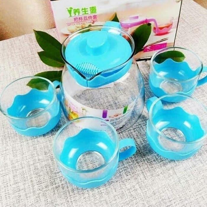 Teapot Set Warna Teapot Kaca Tempat Cangkir Teh Kopi