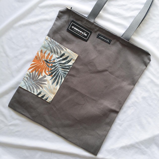 Tote bag grey &amp; tinted palm tree