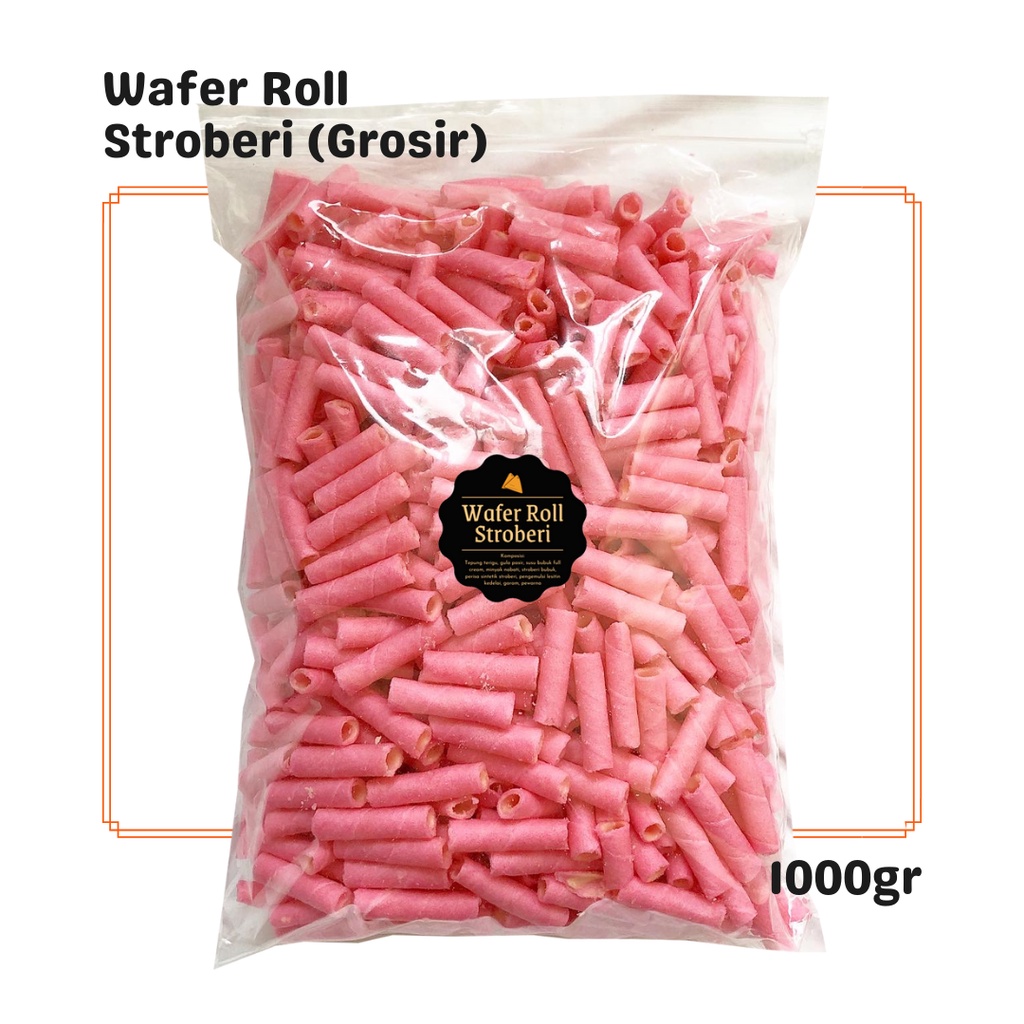 

Wafer Roll Stroberi (Grosir) 1000gr / Snack Cemilan Camilan Manis