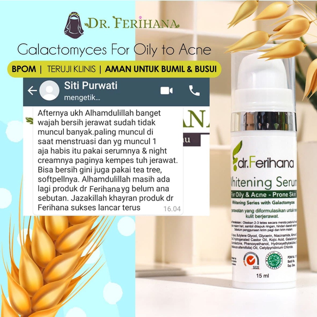 Galactomyces Night Cream For Oily &amp; Acne DR. FERIHANA COSMETICS &amp; SKINCARE Merupakan Krim Malam untuk Kulit Berminyak Berjerawat Flek Hitam Mencerahkan Sekaligus Anti Aging BPOM LPPOM HALAL MUI