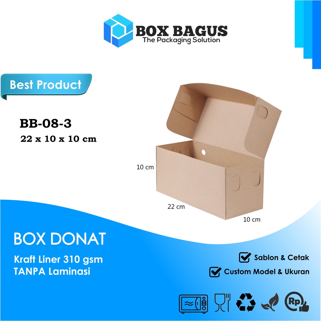 BOX DUS 22x10x10 KRAFT 310 GSM - KOTAK HAMPERS ROTI BAKAR DONAT BOMBOLONI BOLU GULUNG