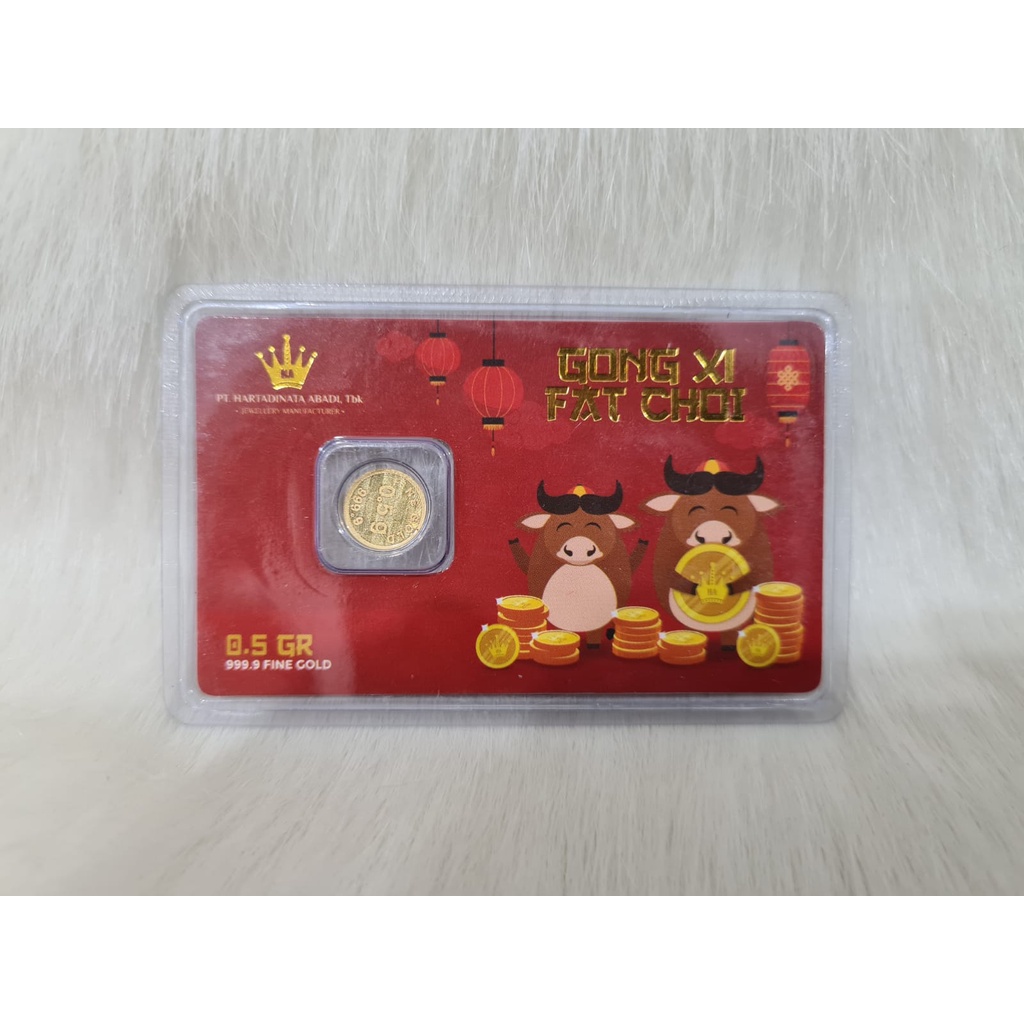 HADIAH GIFT MINI GOLD PT HARTADINATA EMAS LOGAM MULIA 99.99 TERMURAH MEDAN SERTIFIKAT 0.5 GR