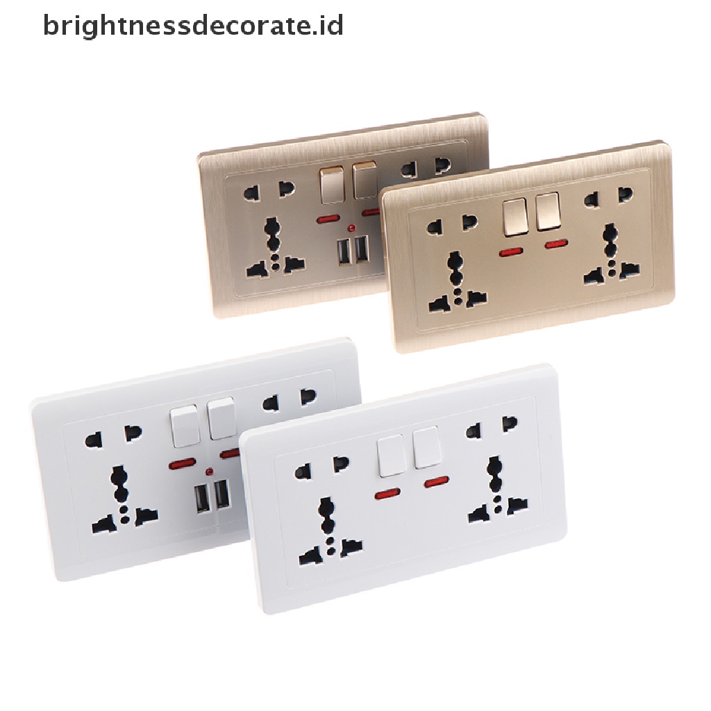 Power Soket Listrik Universal 5 Lubang 2.1a Dual Usb Charger