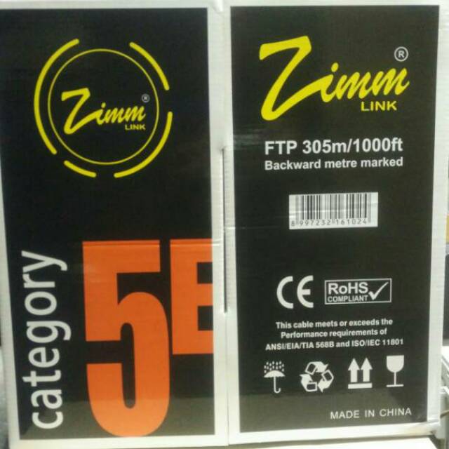 Kabel STP/FTP Cat5e Zimmlink CCA-ID Zimm LINK Single Jacket warna hitam