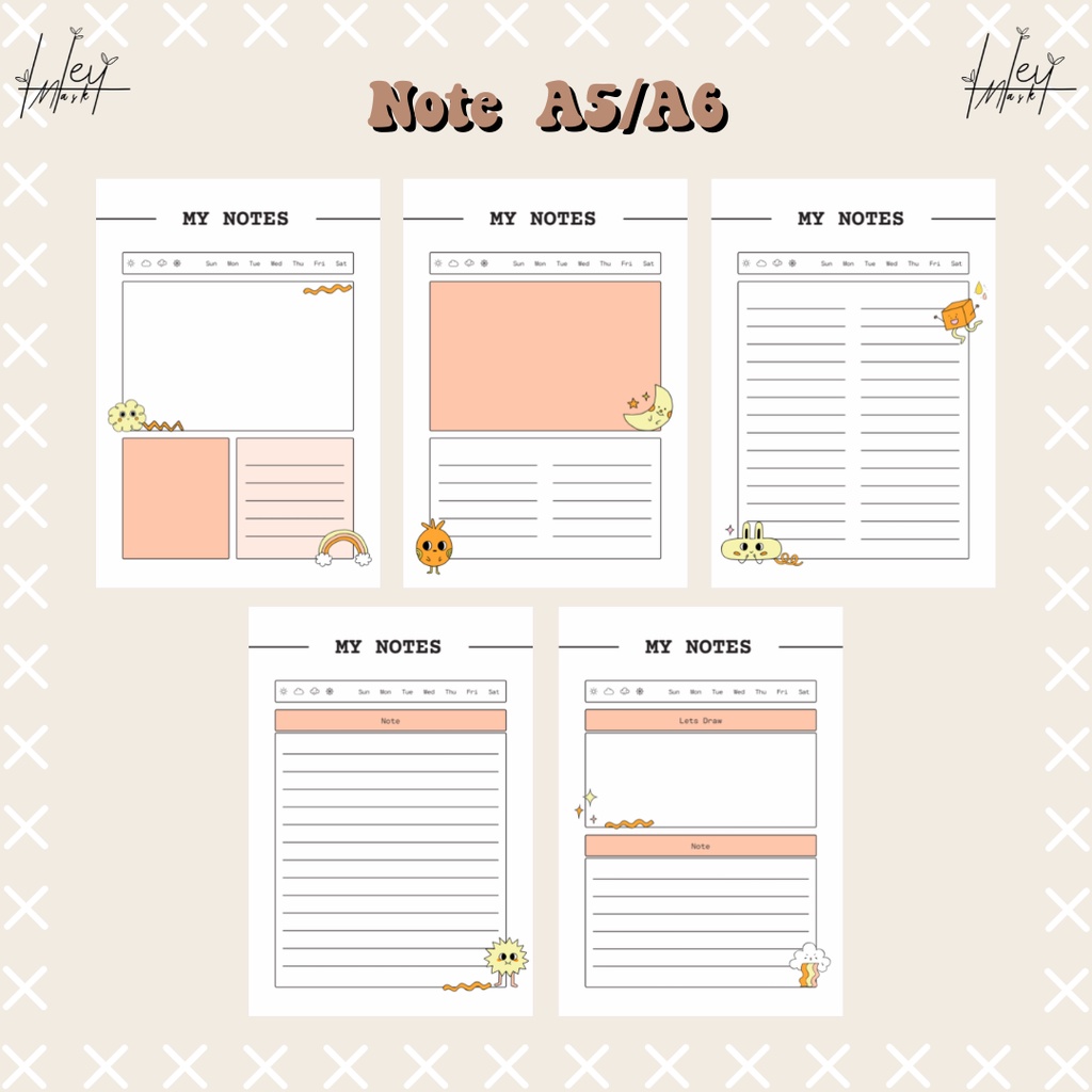 

[HM] NOTE A5/A6 Square Abstract Shape Emo Ntepad/Catatan/Daily Note