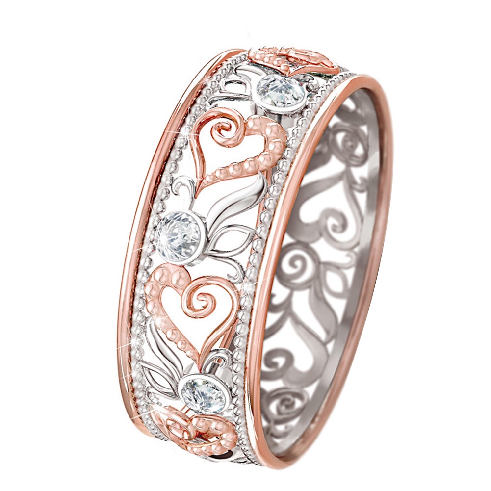 Hu Hu Hu Hu Hu Alat Bantu Pasang Kacamata♡ Cincin Wanita Desain Bunga Hollow Hias Berlian Imitasi Untuk Pernikahanpertunanganhadiah