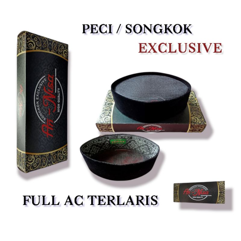 Peci Songkok Kopiah Kopya Full Ac An nisa Bludru hitam halus Tinggi 7cm 8cm 9cm 10cm terbaru