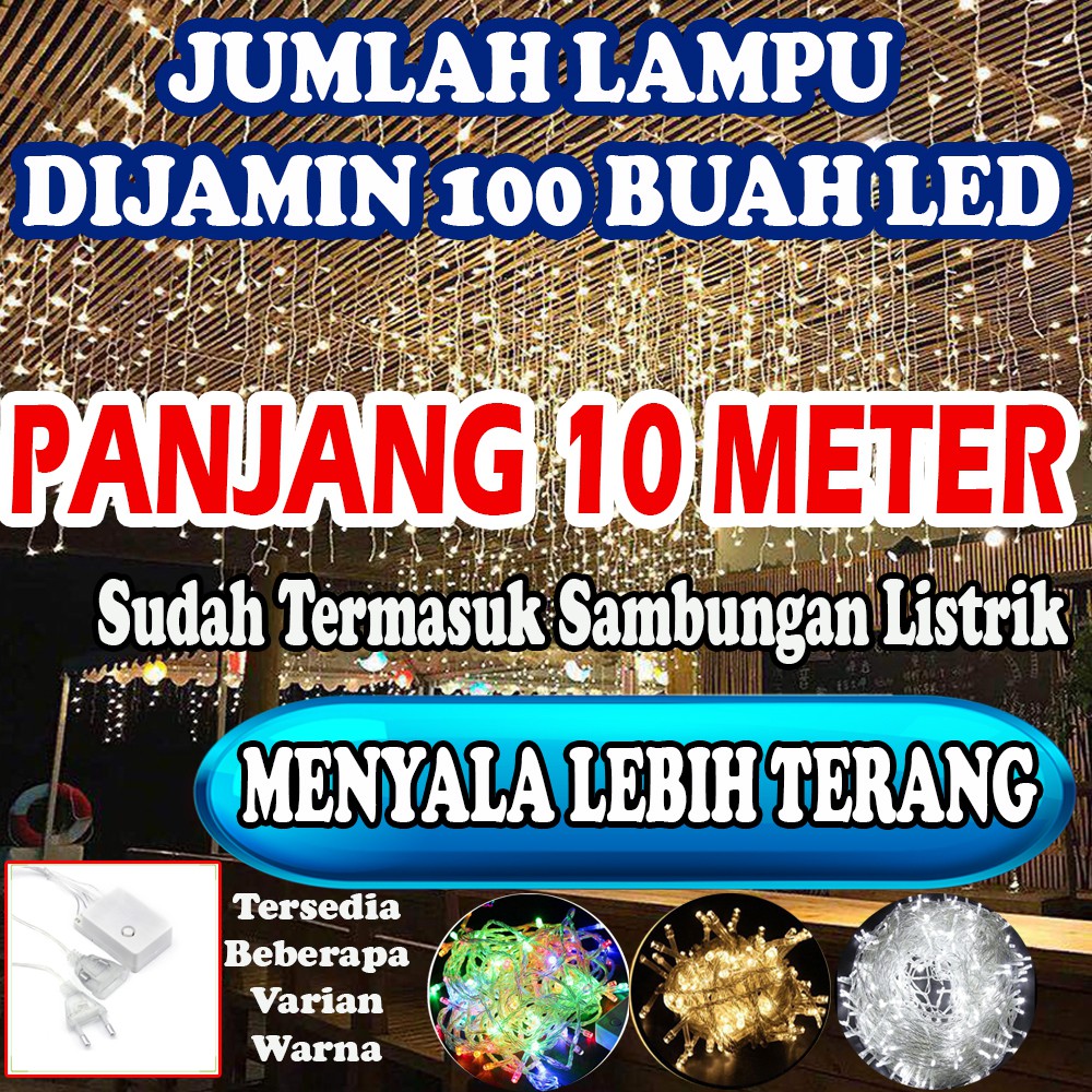 GARANSI 10 METER 100 LED Lampu Tumblr Tidur Lampu Hias Dekorasi Kamar Tumbler Lampu Natal Kekinian