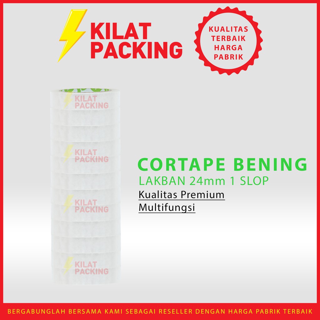 

gk Lakban Ekonomis Cortape Bening 24 mm x 90 yard Grosir Termurah Per SELOP