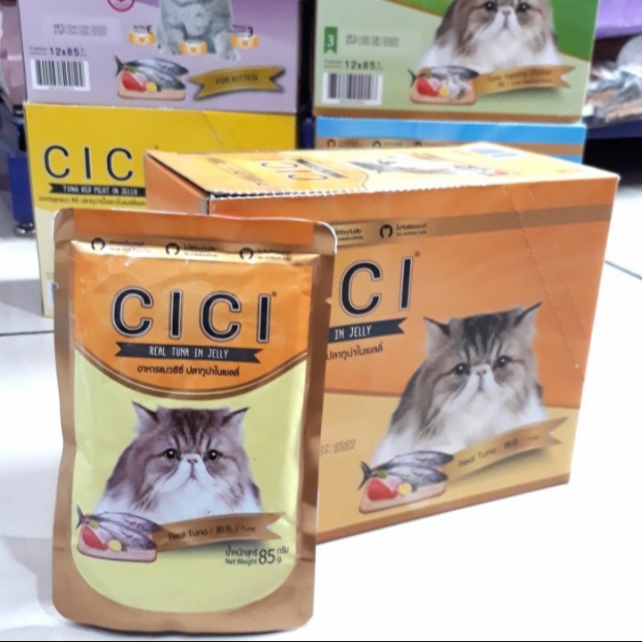 ( 12pouch ) Cici Pouch Adult Tuna 85gr - Makanan Basah Kucing Dewasa