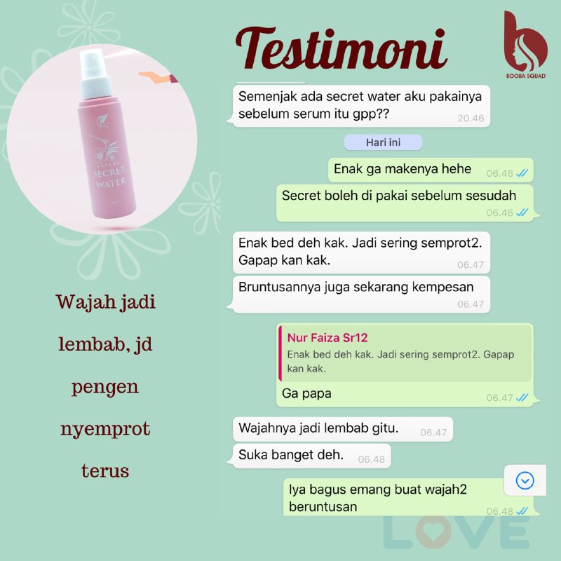 NATURE SECRET WATER SR12 / MENGATASI JERAWAT / MELEMBABKAN KULIT WAJAH / MEMBANTU MAKE UP TAHAN LAMA