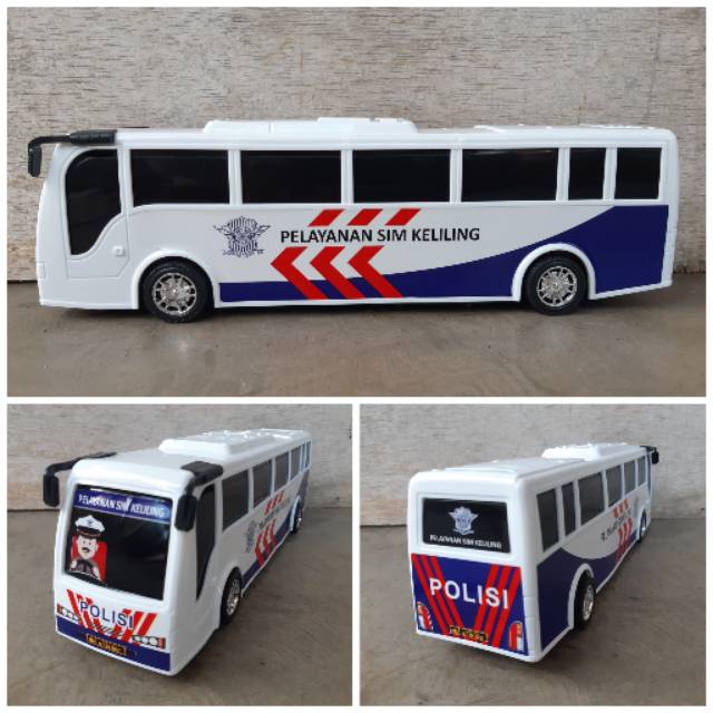 Mainan Mobil Bus SIM Polisi - Miniatur Bis Dorong Anak Edukatif