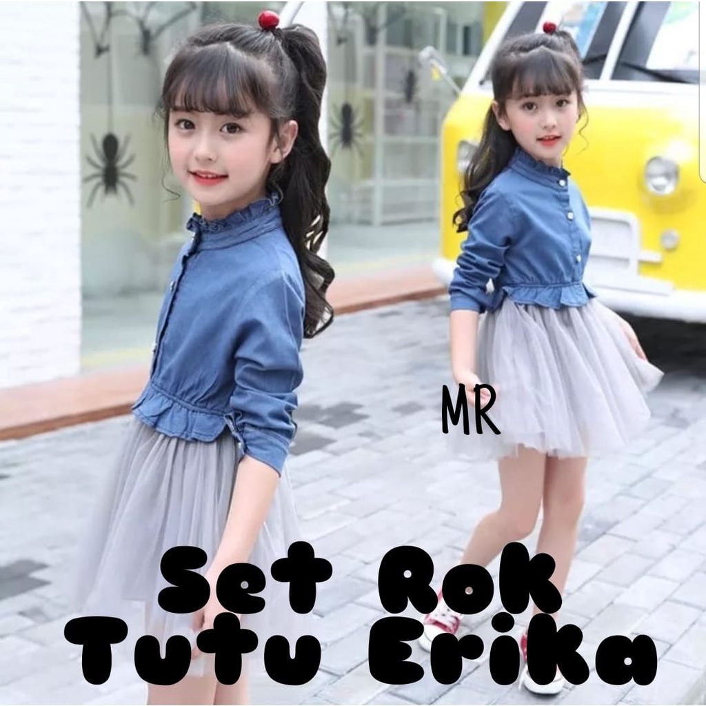 SET ROK ERIKA KID ANAK, TUTU, MOSCREPE, KEMEJA, SETELAN