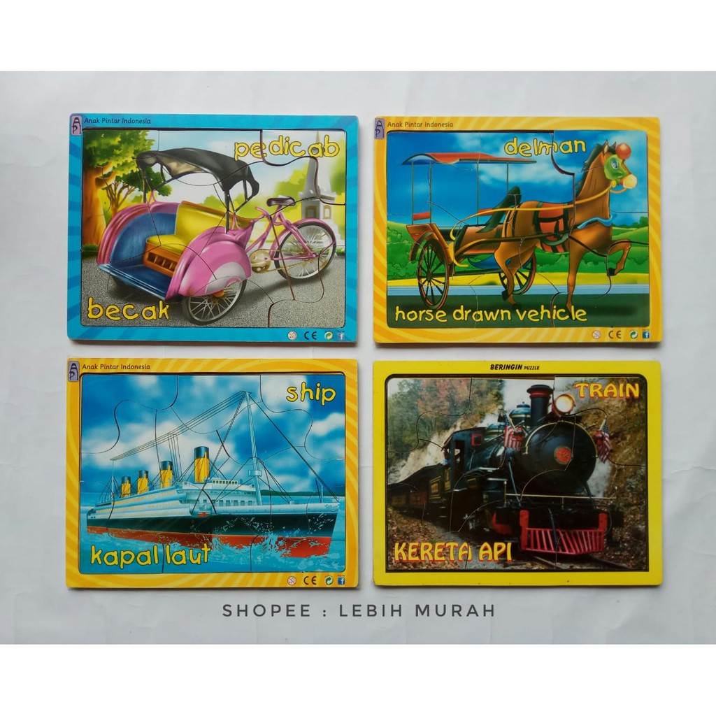 [SNI] Puzzle Kayu Klasik Seri Transportasi uk 17x22 Cm Mobil Motor Truk Busway Kapal Laut Pesawat