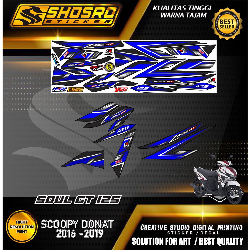 COD DECAL LIS STIKER MOTIF COD / VARIASI MOTOR YAMAHA MIO SOUL GT 125 STRIPING/STIKER BIRU HITAM VAR
