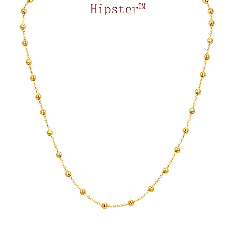 Niche Ins Style Simple All-Match Fashionable Golden round Beads Necklace