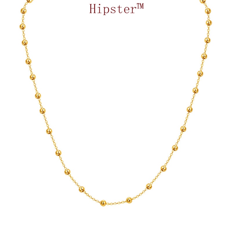 Niche Ins Style Simple All-Match Fashionable Golden round Beads Necklace