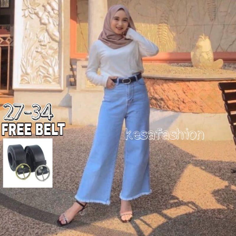 HIGHT WAIST KULOT JEANS WANITA PREMIUM