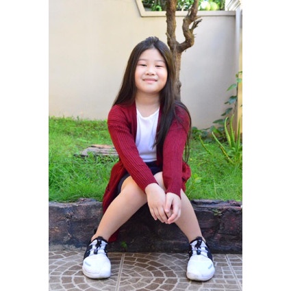 LONG CARDY RAJUT ANAK PEREMPUAN/CARDIGAN PANJANG ANAK/BELLE ANAK 7-8-12THN