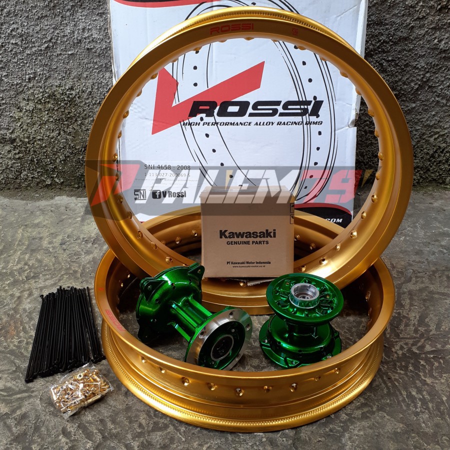 Velgset Gold Supermoto Tromol Hijau KLX 150 S L BF Dtracker Velg Velk