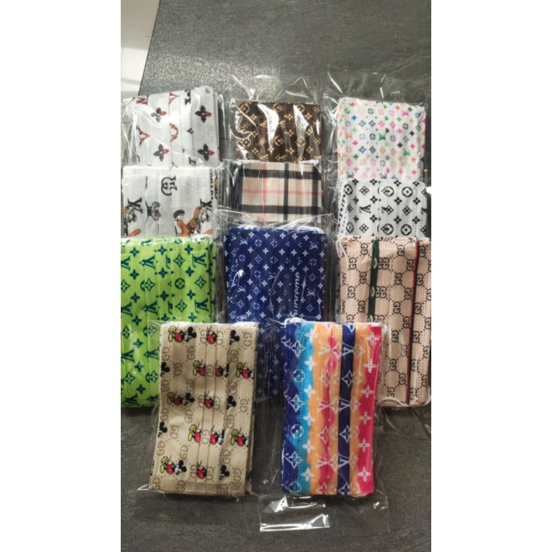 masker dewasa motif 3ply isi 10 pcs / masker dewasa motif / masker earloop /masker 3ply / farashop