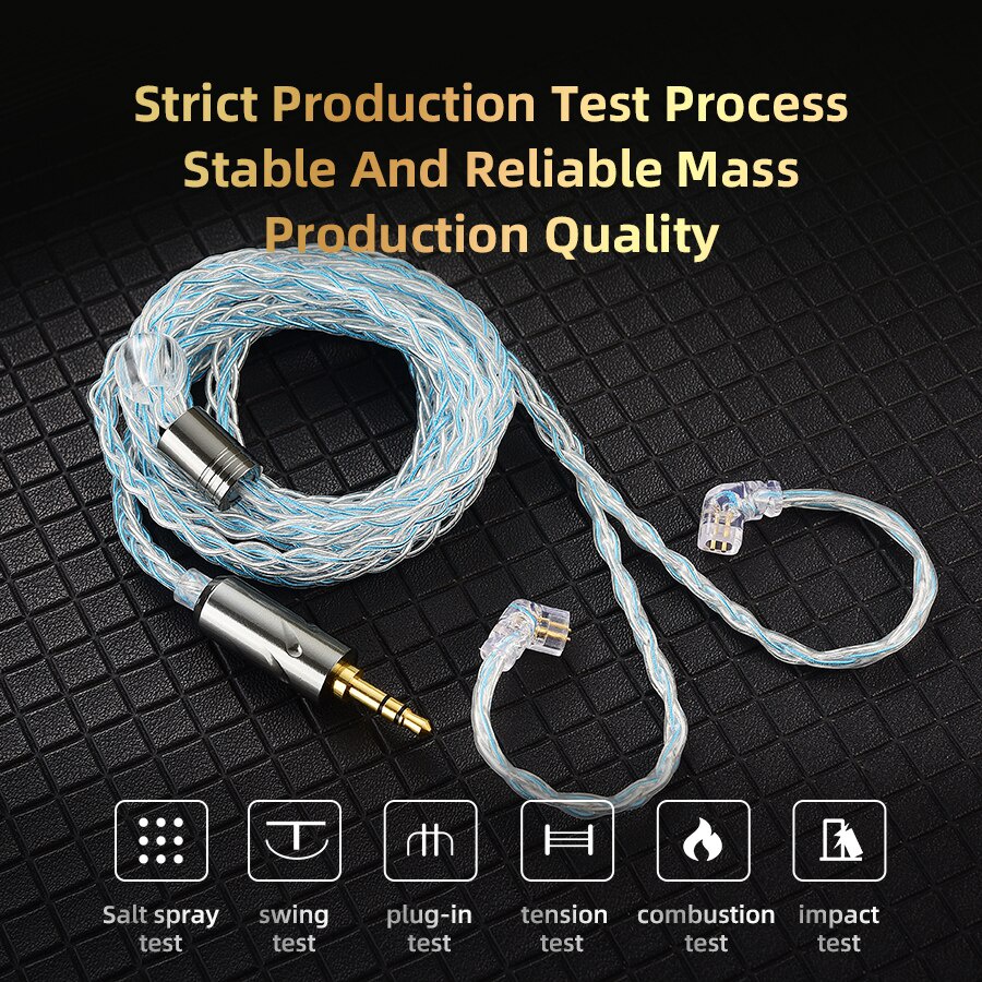 QKZ T1 8 Core TC Silver Plated Hifi Earphone Update Cable MMCX/2Pin Connector Use For KZ ZSN Pro EDX ZX2 ZAX2