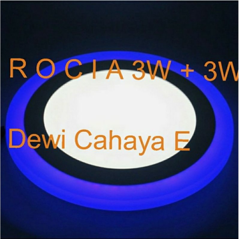 Lampu Panel LED 2 Warna - Lampu Downlight LED Dua Warna 3+3W ber SNI Biru Putih
