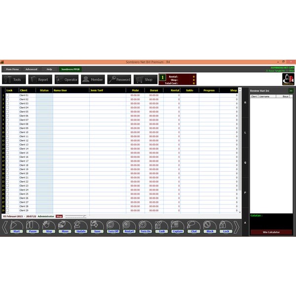 Software Billing Warnet Sombrero Net Bill Premium R Dengan Penjualan