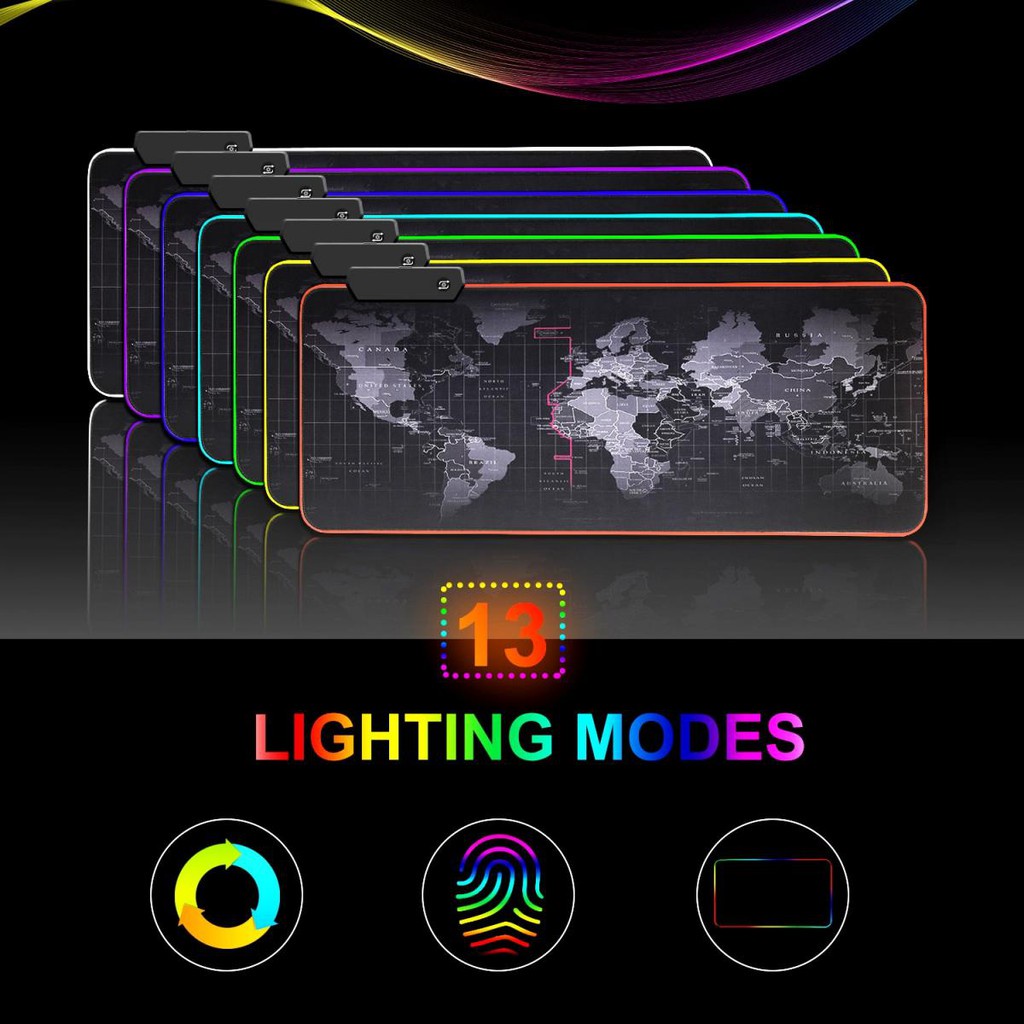 GS8 Mousepad Gaming Mouse Pad XL Peta Dunia + LED RGB 400 x 900 mm iAhead MP10