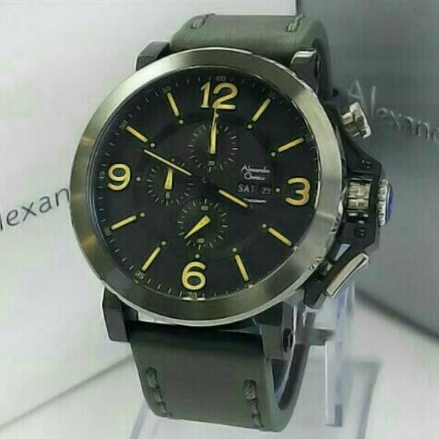 ORIGINAL JAM TANGAN ALEXANDRE CHRISTIE AC 6281 PRIA SILVER BLACK LEATHER BLACK ORIGINAL