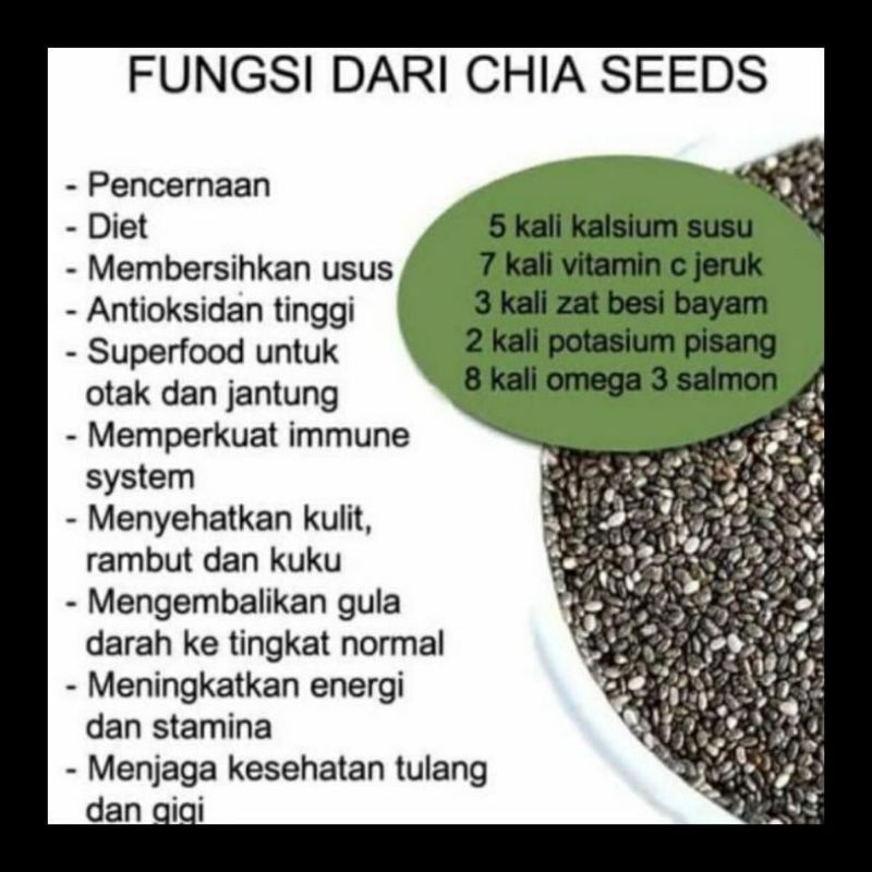 

Chia seed Biji Chia 100% Organik Chiaseed 250 GRAM