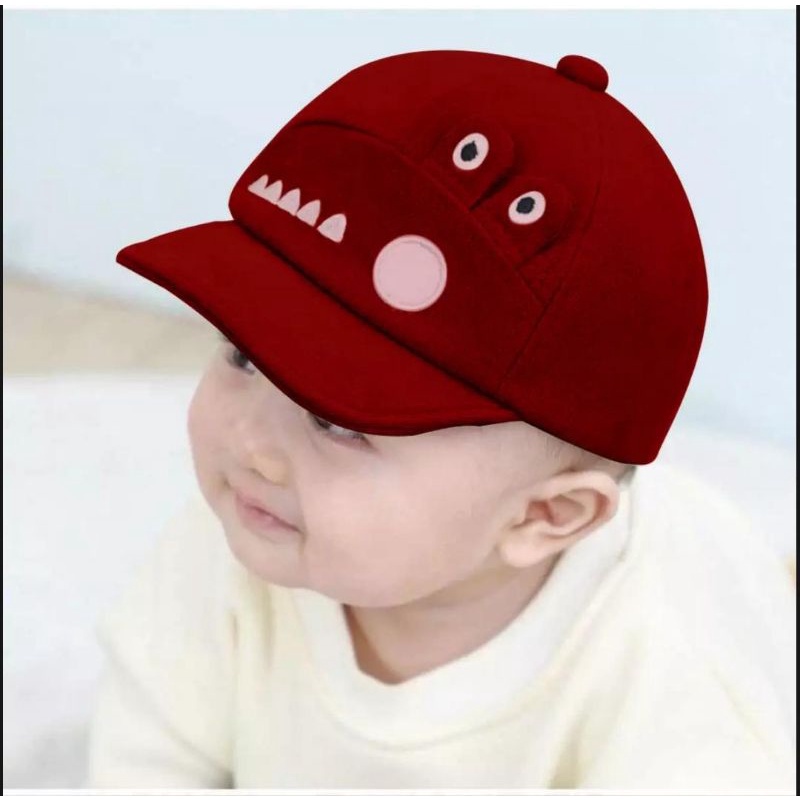 TOPI.ANAK.KALAKTER.KROKODAIL-Merah