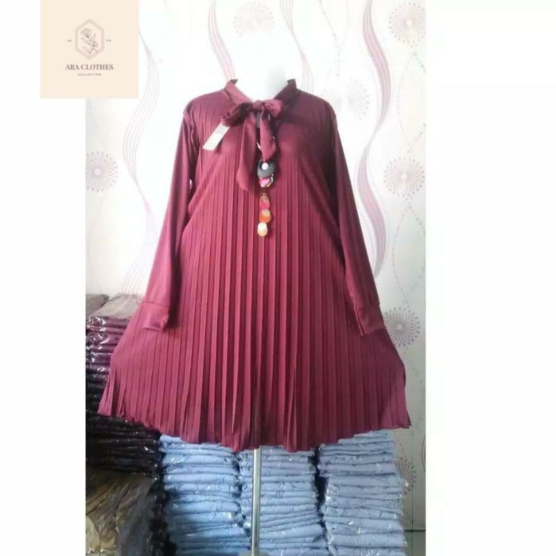 BAJU ATASAN TUNIK PLISKET/PREMIUM QUALITY/FASHION WANITA/PROMO MURAH