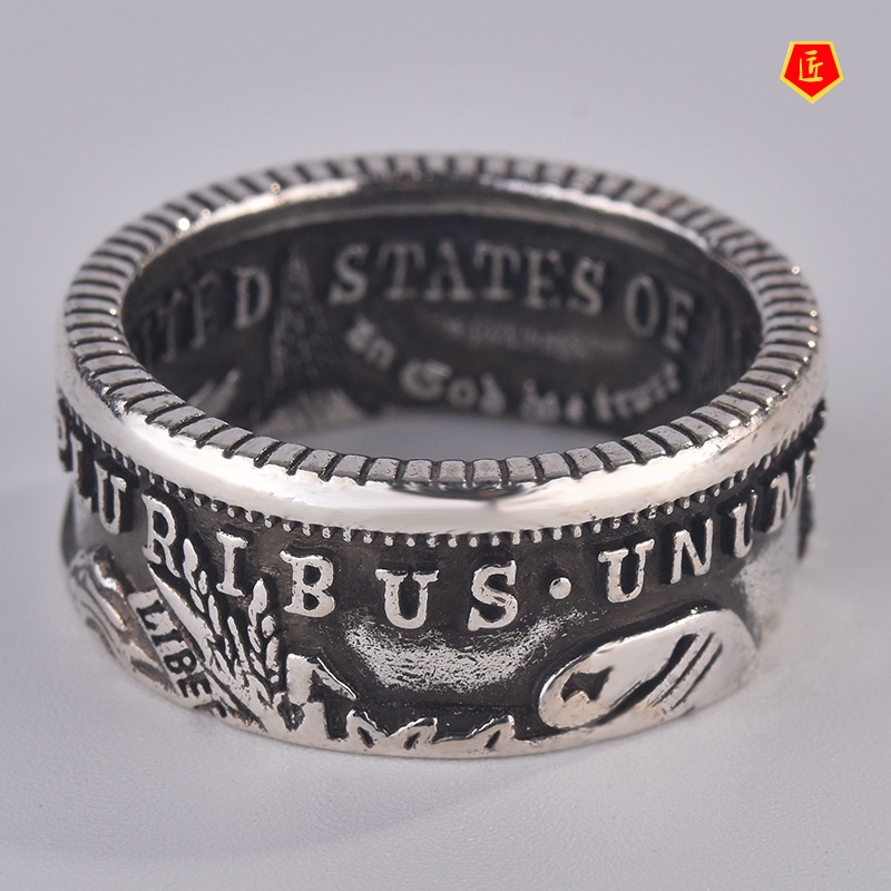 [Ready Stock]Retro 925 Silver Morgan Coin Ring