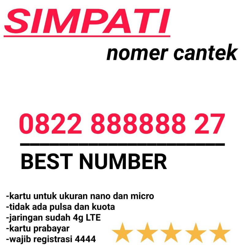 KARTU PERDANA NOMOR CANTIK TELKOMEL 4G 888888 27