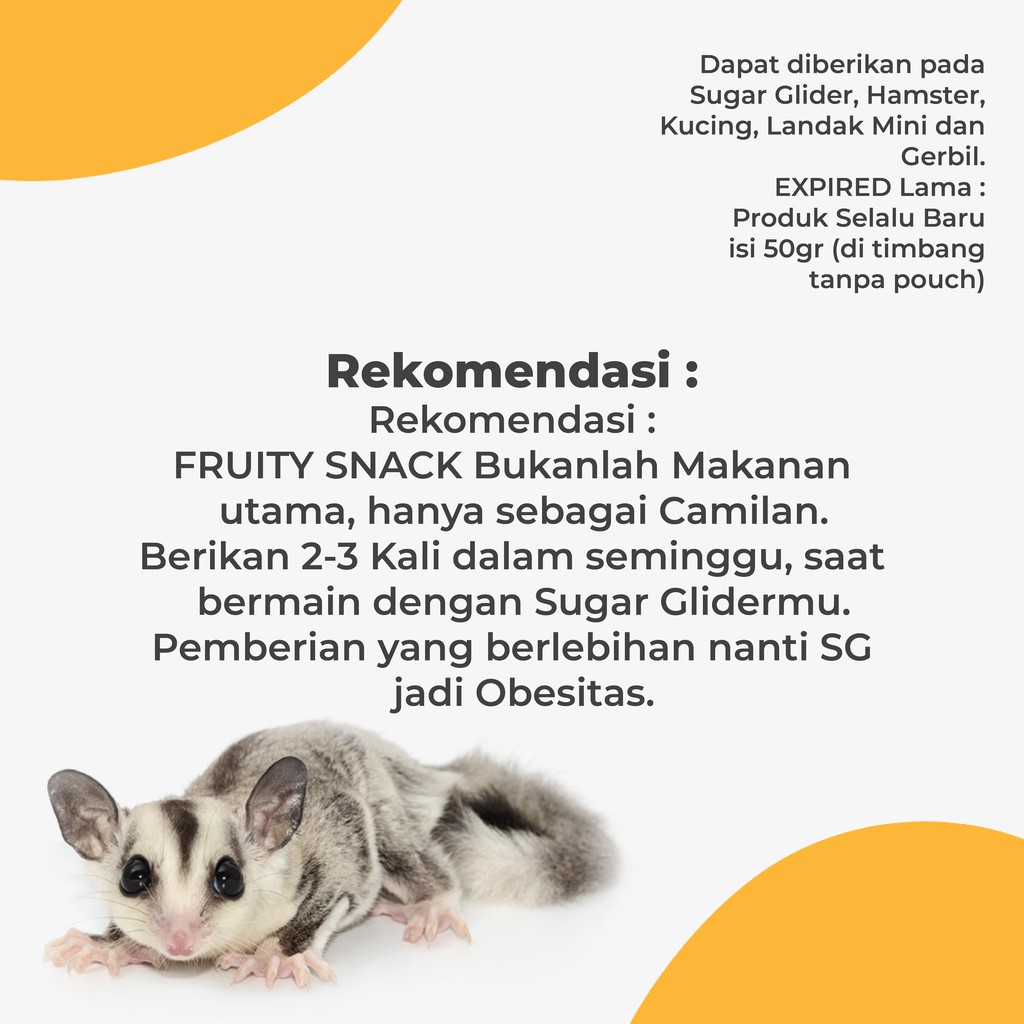 ADEWAP GLIDER Fruity Snack Sugar Glider Buah Kering Cemilan Sugar Glider