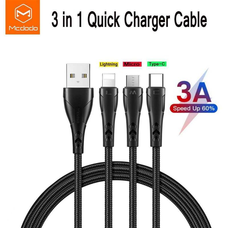 MCDODO Kabel Charger 3 in 1 Type C+Lightning+Micro USB 1.2M