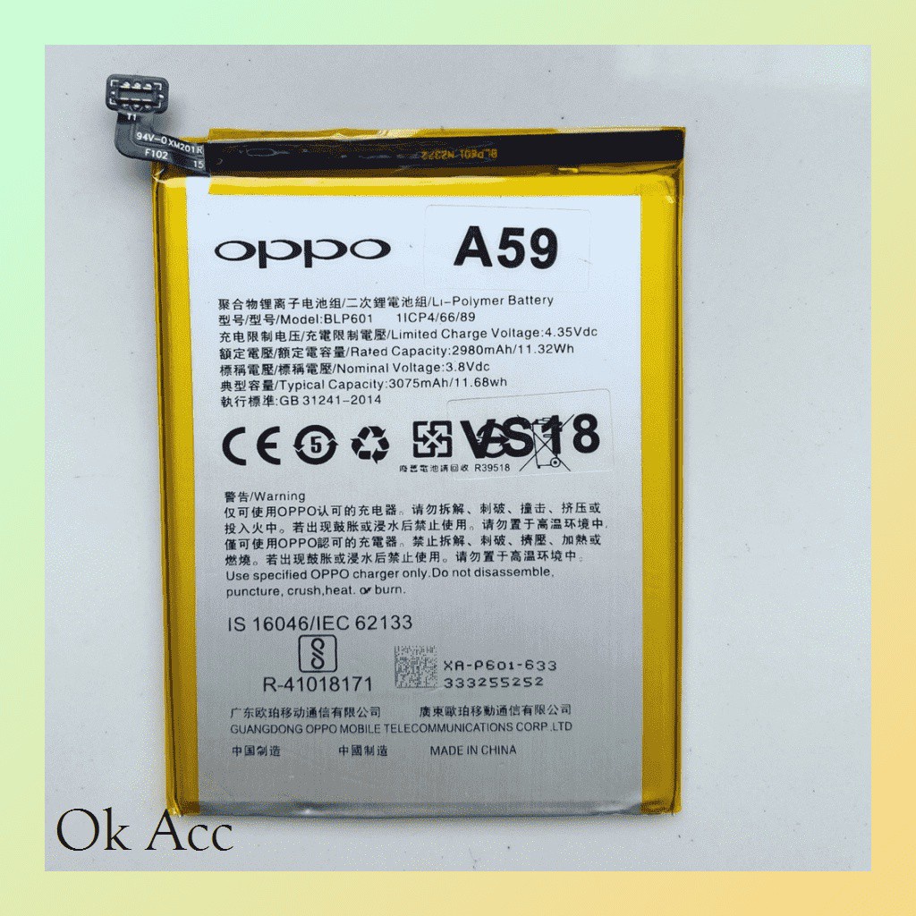 Battery Baterai Oppo F1s, A59, BLP601, BLP 601 BLP-601