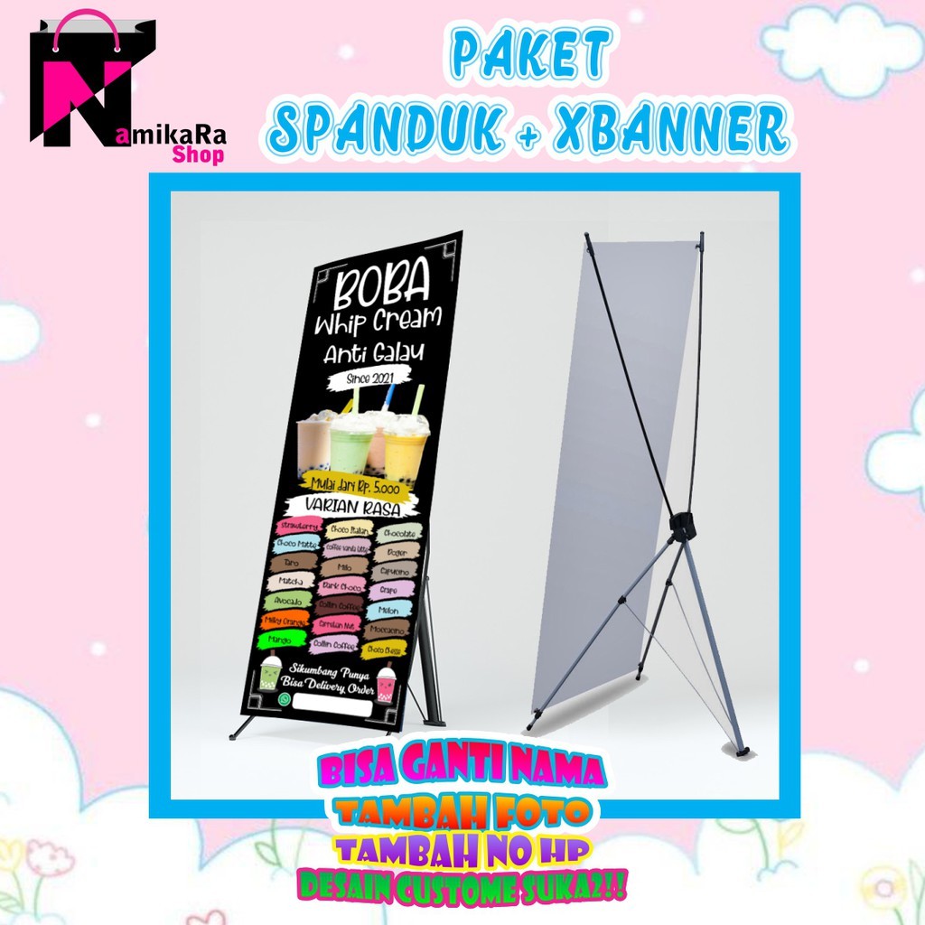 Cetak Stand Banner / Xbanner / X Banner / Paket Spanduk + Kaki/ Tiang Spanduk Bisa COD