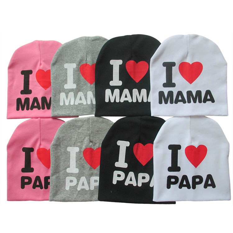 fashion anak laki-laki perempuan topi kupluk i love mama papa