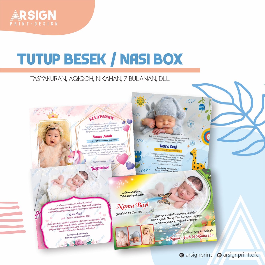 

Kartu tasyakuran pernikahan | aqiqoh | kelahiran | selapanan | kartu menjelang pernikahan | kartu pengajian