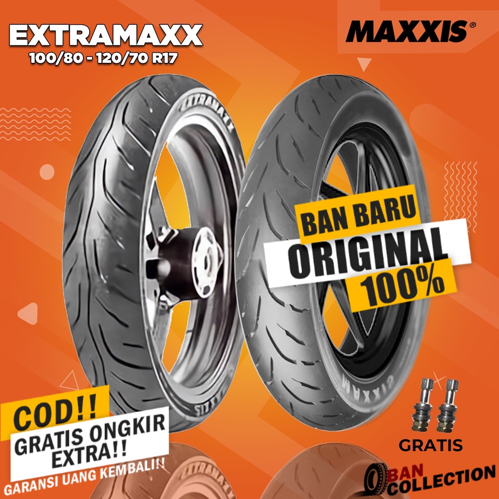 Paket Ban Motor Moge // MAXXIS EXTRAMAXX 100/80 - 120/70 Ring 17 Tubeless ban motor tubles ring 17 b