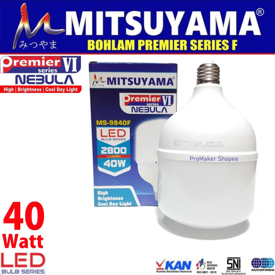 Lampu LED 40 Watt Jumbo Mitsuyama MS-9840F Cahaya Putih Original