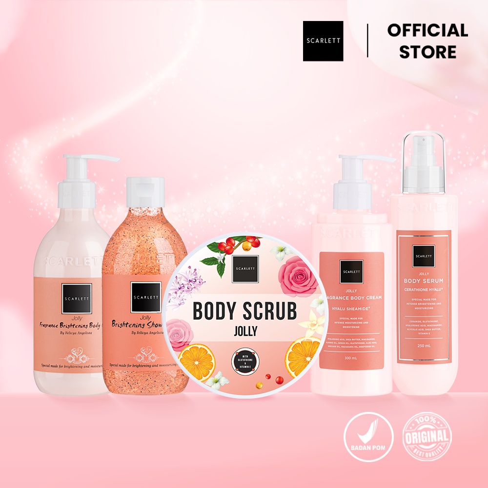 READY ! SCARLETT JOLLY SERIES - JOLLY BODY LOTION/BODY CREAM/BODY SERUM/LULUR/SABUN SHOWER SCRUB SCARLETT