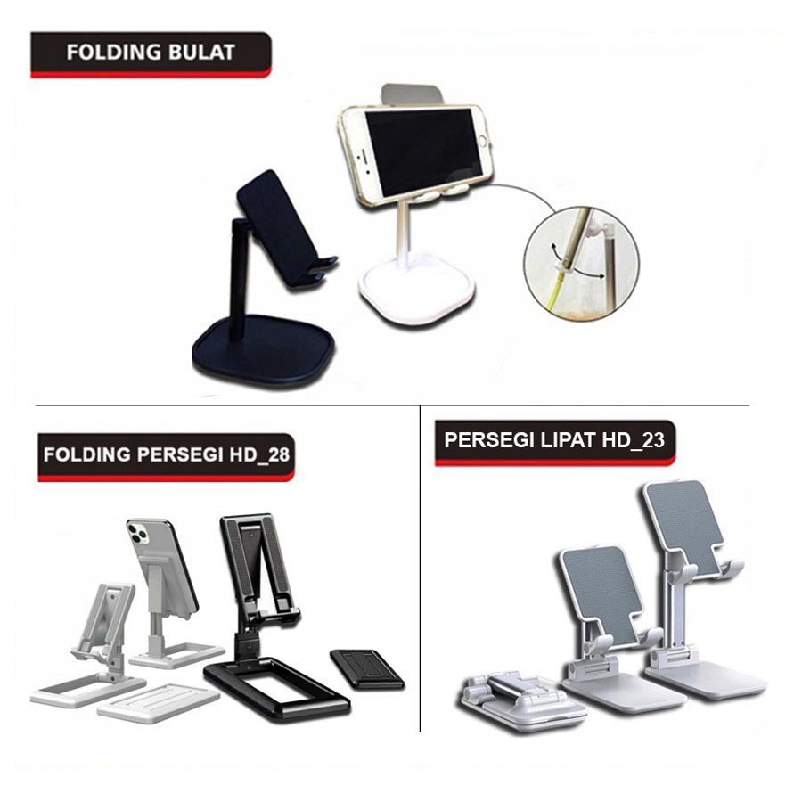 FOLDING DESKTOP Support Stand HD23 / HD-23 / HD28 / BULAT | universal - PERSEGI HD-23, Hitam