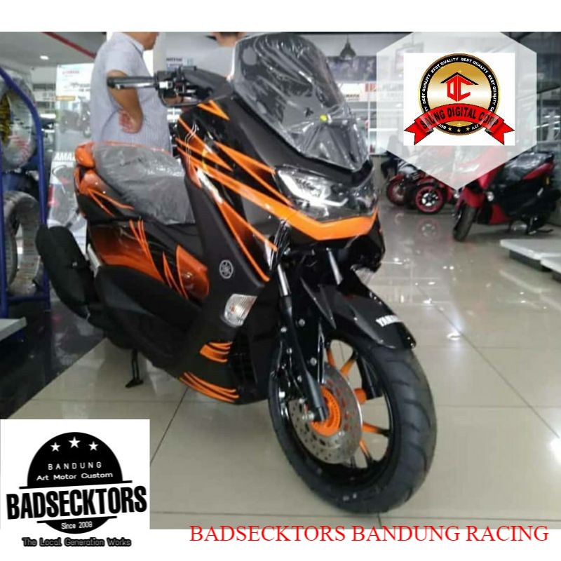 Decal Sticker NMAX Grafis Black Orange Kode 1320 keren