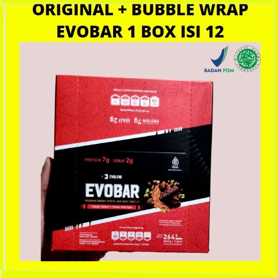 EVOBAR Evolene 1 box isi 12 pcs - Makanan Ringan Sereal Bar Rasa Cokelat Snack Tinggi Protein  EVO B